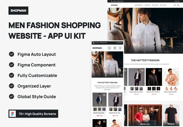 کیت طراحی رابط کاربری رایگان فروشگاه آنلاین ShopMan Ecommerce