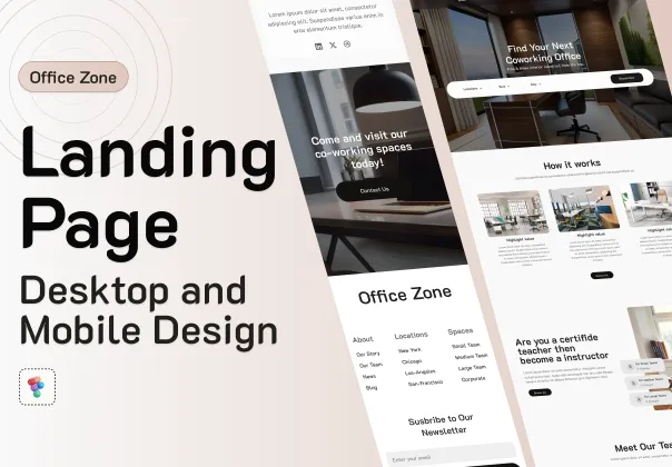 صفحه اصلی لندینگ آفیس زون | رابط کاربری دسکتاپ و موبایل واکنش‌پذیر | Workspace Pro UI Kit