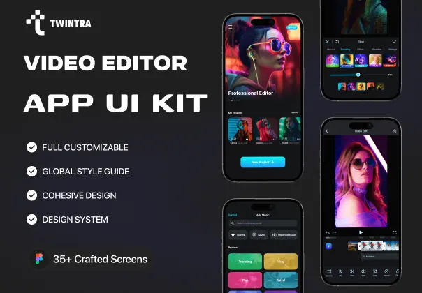 کیت رابط کاربری اپلیکیشن ویرایش ویدیو Twintra | Twintra