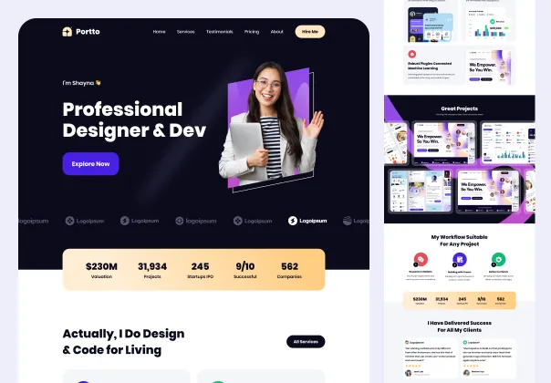 صفحه فرود نمونه کارهای خلاقانه پورتو | Portto