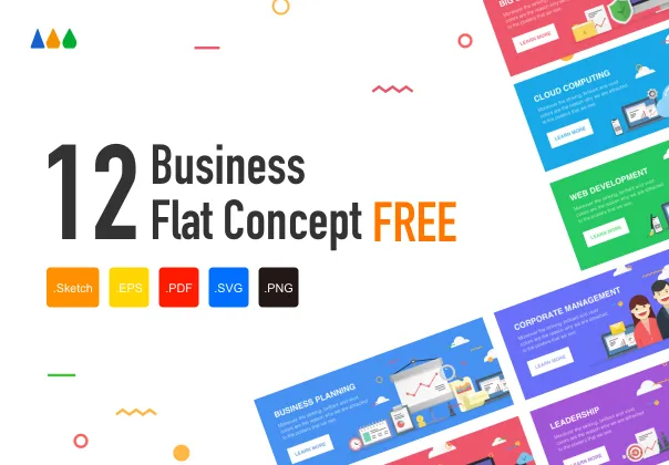 مجموعه ۱۲ بنر مفهومی فلت بیزینس