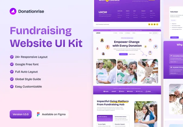 کیت UI وبسایت جمع‌آوری کمک مالی Donationrise