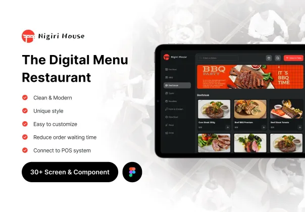 کیت UI منوی دیجیتال رستوران (تبلت - iPad)