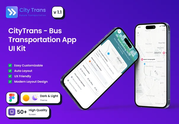 کیت UI اپ حمل و نقل اتوبوس CityTrans