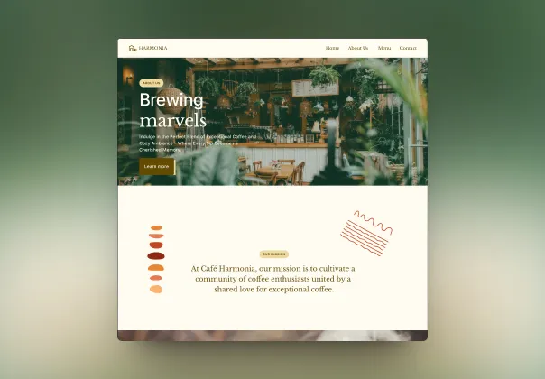 صفحه فریمر Coffee Harmonia | Framer