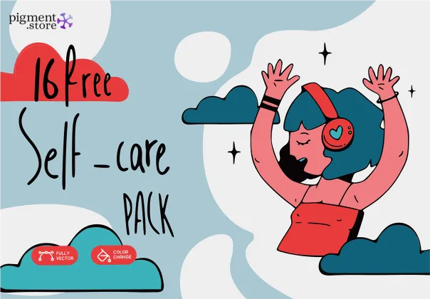 پک ۱۶ ایلاستریشن رایگان مراقبت از خود | Self-Care