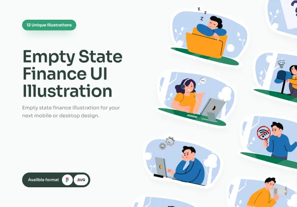 تصویر خالی UI مجموعه ای از ۱۲ ایلوستریشن منحصر به فرد مالی | figma