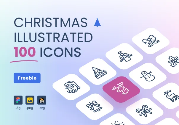 100 آیکون مصور برای روز کریسمس در سبک خطی | نام برند