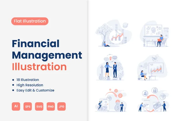 کیت ایلوستراسیون مدیریت مالی کسب‌وکار