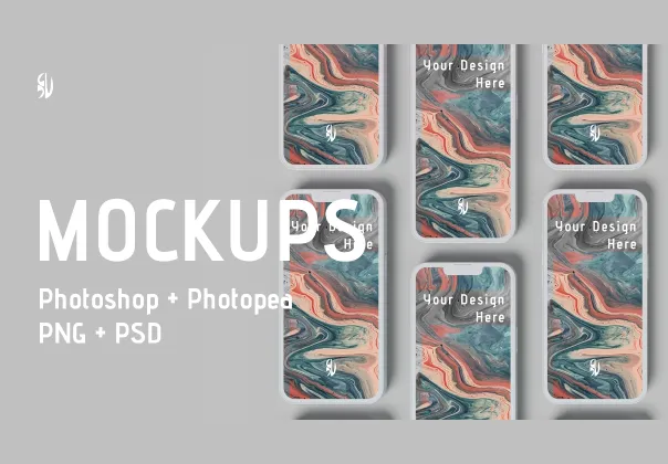 بسته ماک‌آپ کلی iPhone 14 | قالب نمایش بافت خاکی باکیفیت و قابل تنظیم