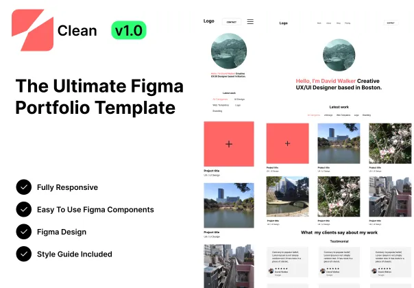 قالب فیگما پورتفولیو وب‌سایت مینیمال و مدرن
