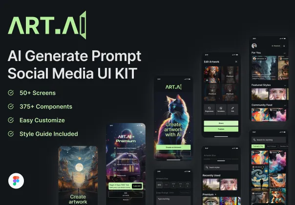 کیت رابط کاربری شبکه‌های اجتماعی مدرن و حرفه‌ای ART.AI | ART.AI