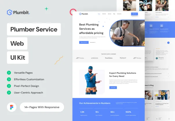 کیت UI رایگان خدمات لوله‌کشی | Plumbit