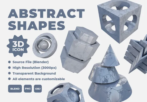 ایلوستراسیون آیکون‌های 3D اشکال انتزاعی