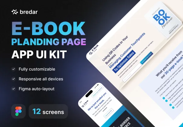کیت UI صفحه فرود رایگان کتاب الکترونیکی | E-Book Landing Page UI Kit