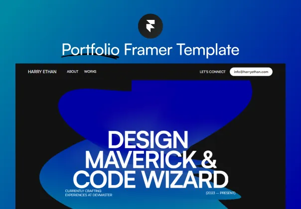 قالب پورتفولیو رایگان هری ایتن برای فرامر | Harry Ethan