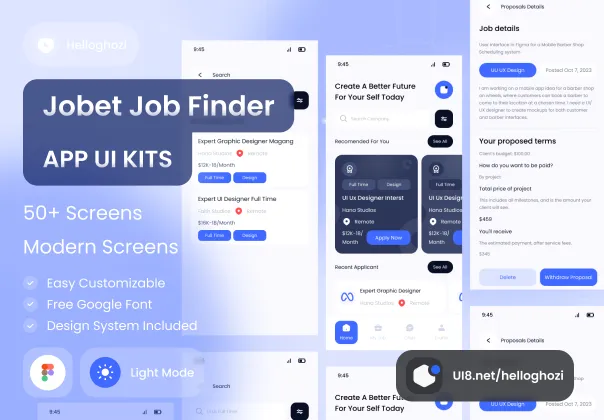 کیت UI رایگان جستجوی شغل موبایل | Jobet