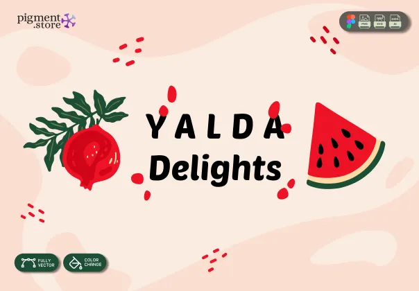 بسته تصاویر تزئینی یلدا | Yalda Illustration Pack