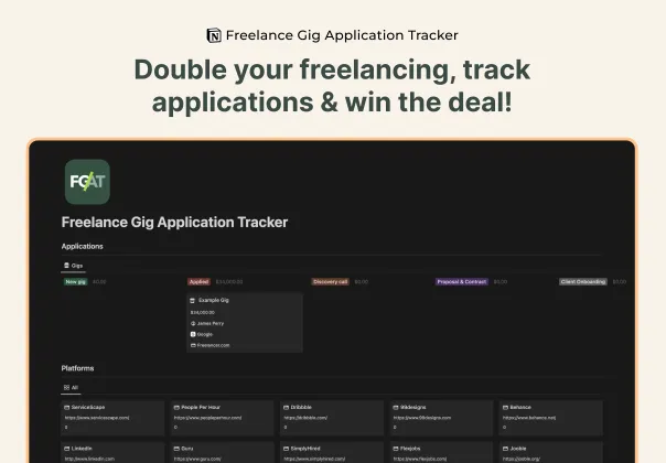 ابزار ردیابی درخواست‌های شغلی رایگان فریلنسرها | Notion