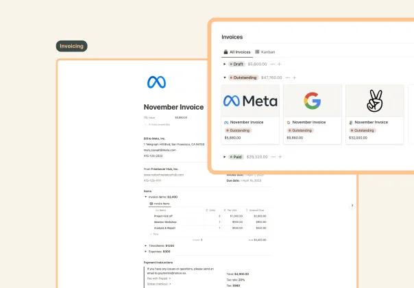 داشبورد صدور صورت‌حساب رایگان نوتیشن | Notion