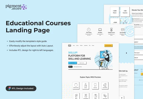 صفحه فرود رایگان دوره‌های آموزشی | Figma