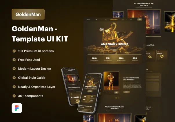 کیت رابط کاربری رایگان فیگما مرد طلایی | GoldenMan