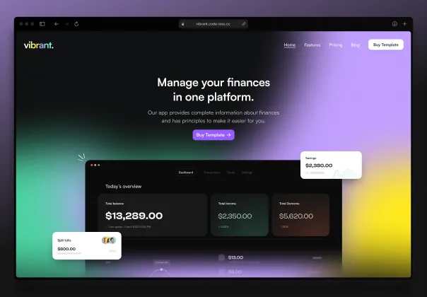 قالب لندینگ پیج رایگان ویبرانت | Vibrant