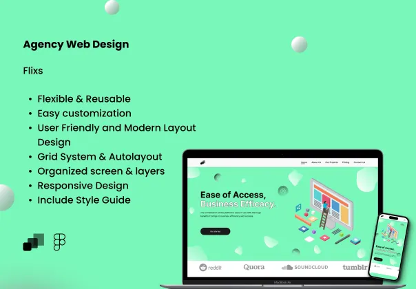 کیت UI طراحی وب ریسپانسیو رایگان | Flixs