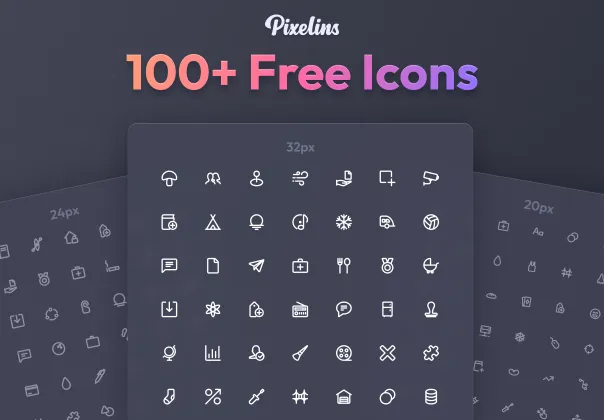 آیکن‌های نازک رایگان پیکسلینز | Pixelins