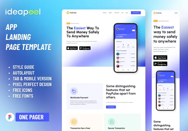 قالب لندینگ پیج رایگان اپلیکیشن مالی | PayPulse