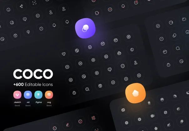 پکیج آیکون کوکو با بیش از 600 آیکون قابل ویرایش | COCO