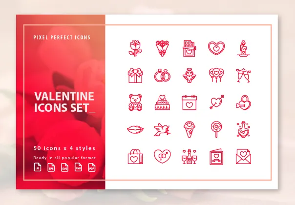 مجموعه 200 آیکون ولنتاین | Valentine Icons Set
