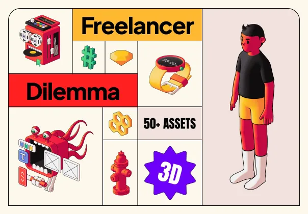تصویرسازی 3D چالش فریلنسر | Freelancer Dilemma