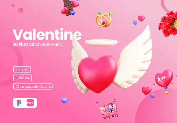 پک آیکون 3D ولنتاین | Valentine