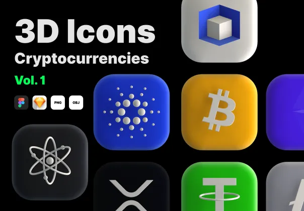 آیکون‌های 3D ارزهای دیجیتال - مجموعه 1 | 3D Cryptocurrency Icons Vol. 1