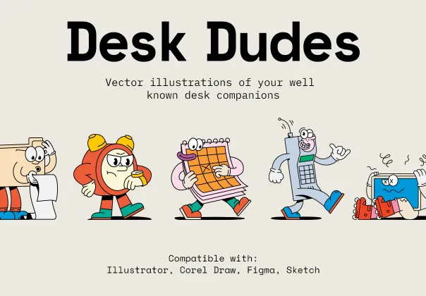 پک تصاویر وکتور رفقای میز کار | Desk Dudes