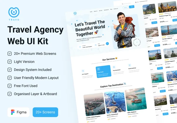 کیت UI وب آژانس مسافرتی | Travel Agency Web UI Kit