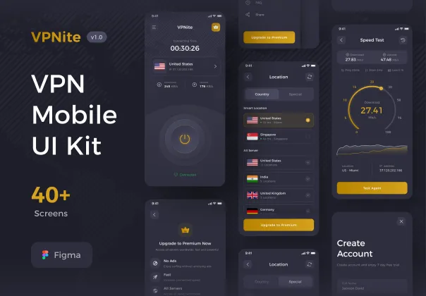 کیت UI موبایل VPN | VPNite