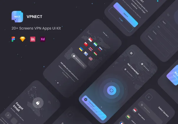 کیت UI اپلیکیشن VPN با کیفیت بالا | VPNECT