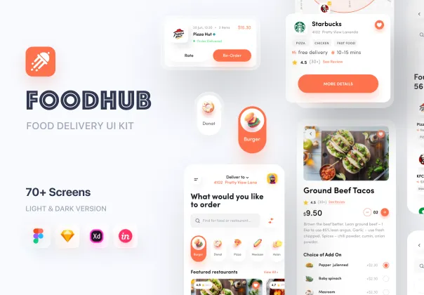 کیت UI فود هاب اپلیکیشن‌ غذا | Food Hub UI Kit