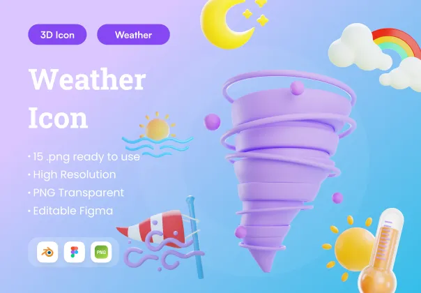 تصویرسازی سه بعدی آب و هوا | Weather 3D Illustration