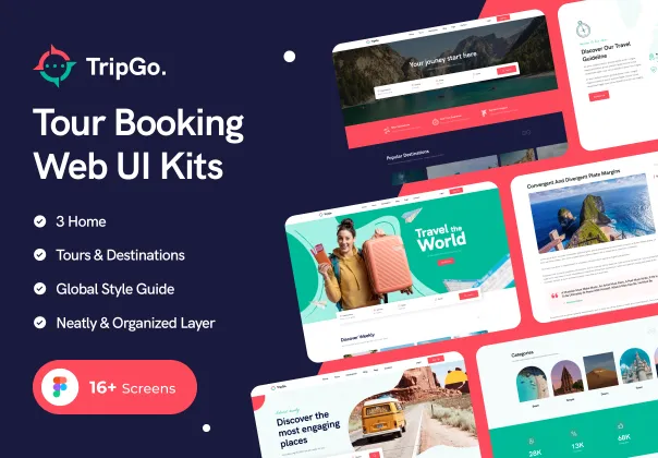 قالب فیگما برای رزرو تورهای مدرن و خلاقانه | Tripgo