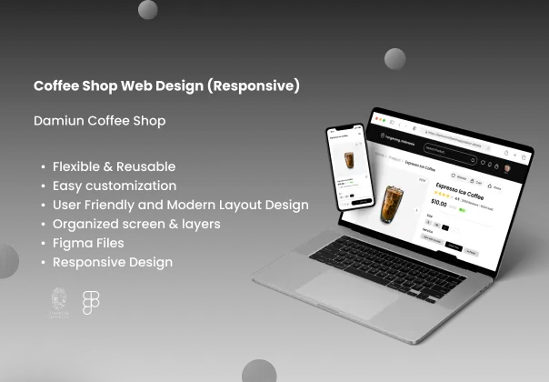 طراحی وب‌سایت فروشگاهی رایگان کافی شاپ دامیون | Damiun