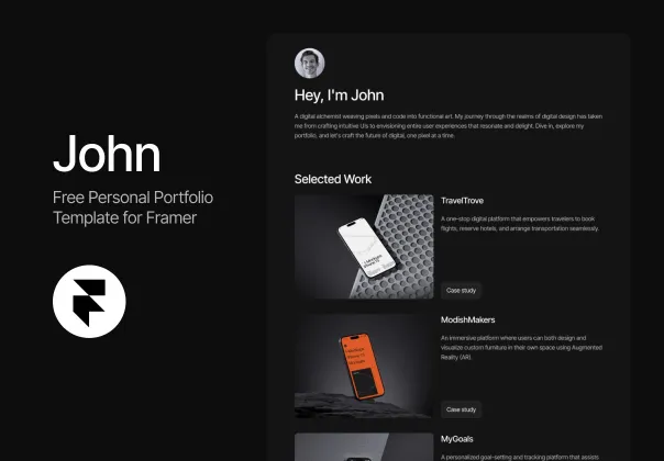 قالب نمونه کار شخصی رایگان جان برای فریمر | JOHN