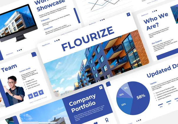 قالب پاورپوینت رایگان طراحی ارائه املاک و مستغلات | Flourize