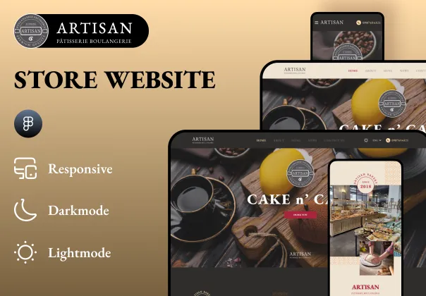 کیت UI رایگان فروشگاه نانوایی آرتیسان | Artisan