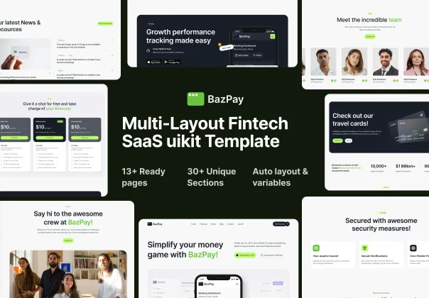 قالب فیگما بازرگانی و فین‌تک بازپی | BazPay