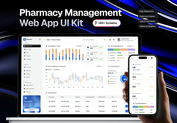 کیت UI مدیریت داروخانه وب | Pharmacy Management
