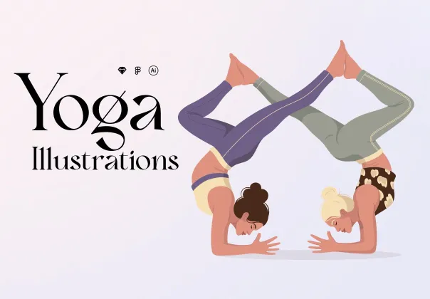 تصاویر رایگان یوگا با ۱۶ فیگور دقیق | Yoga Illustrations