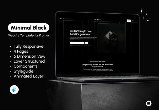 قالب وب‌سایت مینیمالیستی سیاه رایگان | Minimal Black